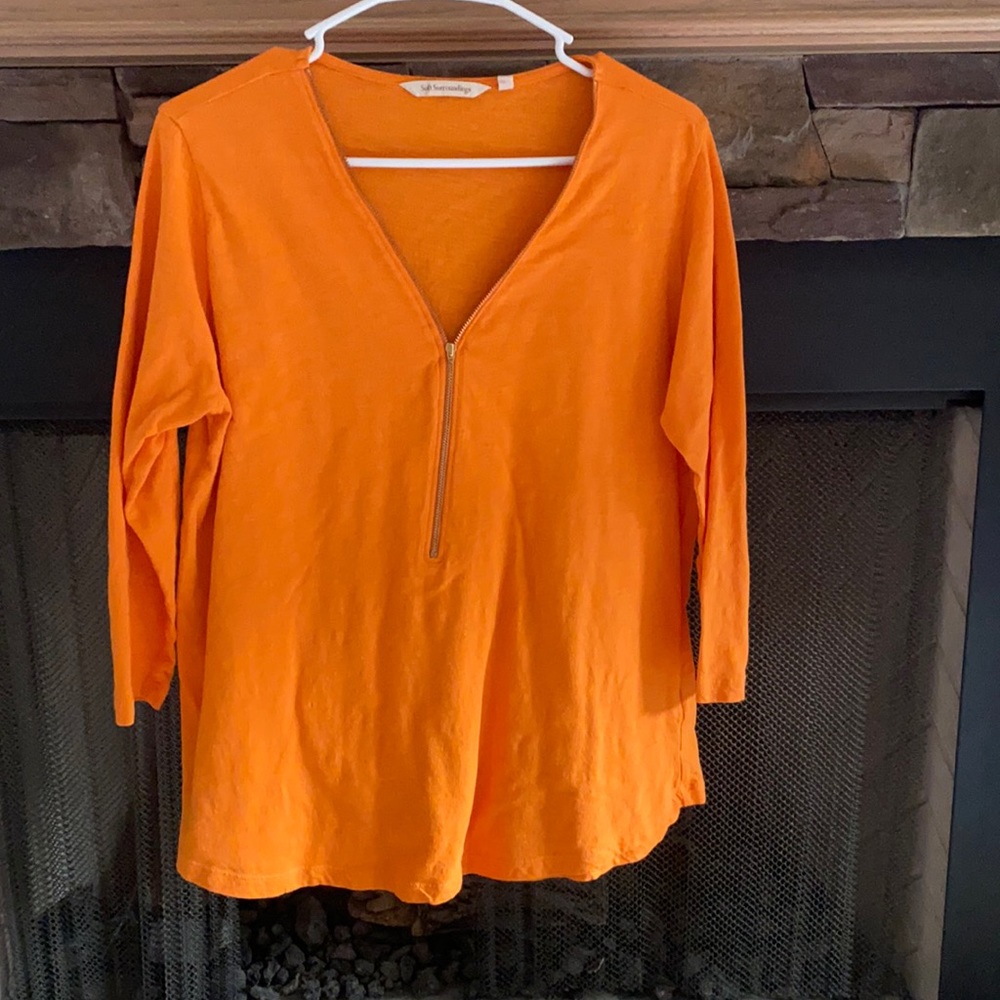 Soft 100% cotton, three-quarter sleeve top